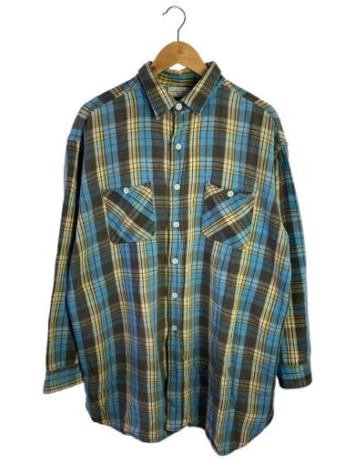商品画像：60s/フランネルシャツ/マチ付き/長袖シャツ/XL/コットン/BLU/チェック 1