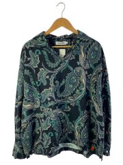 PAISLEY L/S OPEN SHIRT/L/レーヨン/BLK/ペーズリー