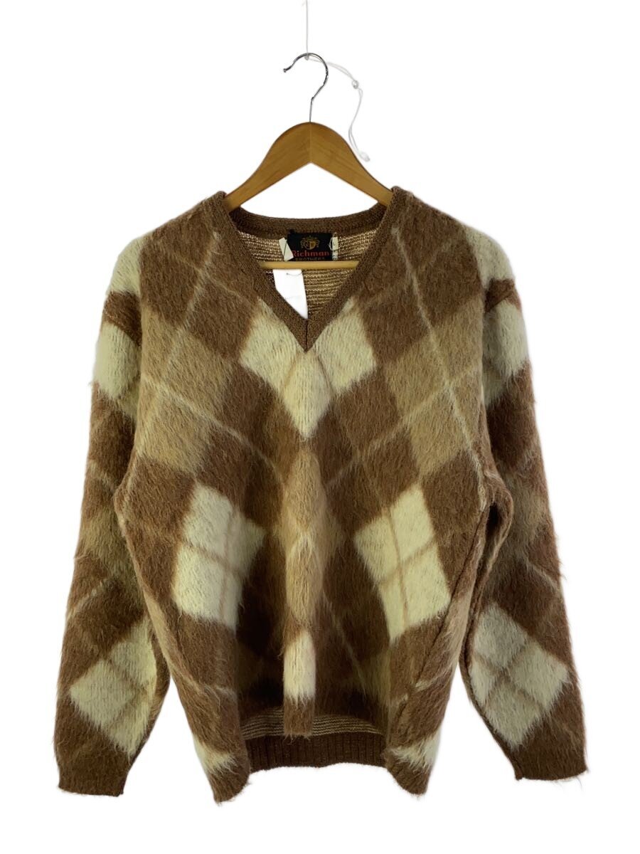 Richman BROTHERS / 60s/Vネック/ニット・セーター(厚手)/L/モヘア/BRW/チェック