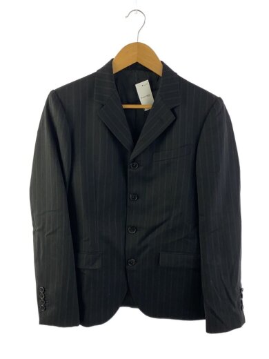 商品画像：テーラードジャケット/M/ウール/BLK/ストライプ/5AJ-0342 1