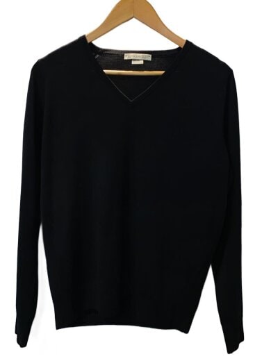 商品画像：ニット・セーター(薄手)/M/ウール/BLK/無地 1