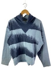 80s/筆タグ/ハイネック/長袖Tシャツ/FREE/コットン/NVY/総柄/MA04119