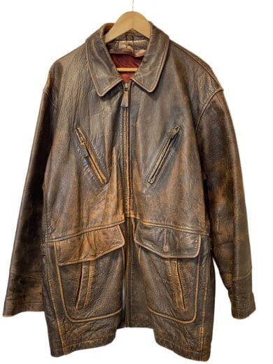 商品画像：レザージャケット・ブルゾン/L/羊革/BRW/無地 1