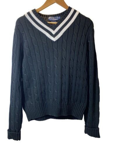 商品画像：80-90s/チルデンニット/slim fit/香港製/M/コットン/BLK 1