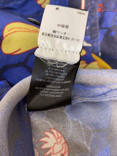 商品画像：半袖シャツ/M/シルク/BLU/総柄/302-062-01 5