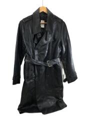 トレンチコート/M/フェイクレザー/BLK/無地