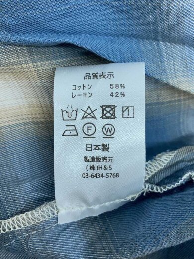 商品画像：長袖シャツ/M/コットン/BLU/チェック/HS-030224 5