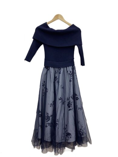 商品画像：ドッキングニットワンピース/7分袖ワンピース/0/レーヨン/NVY/SWNO234258 1