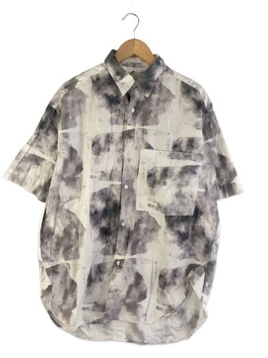 商品画像：半袖シャツ/S/コットン/WHT/総柄/襟黄ばみ/着用感有 1