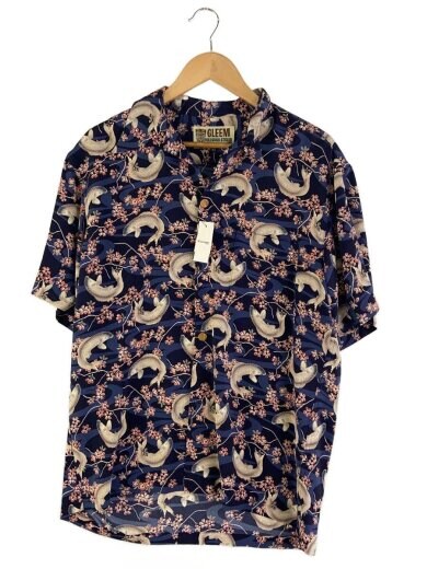 商品画像：アロハシャツ/42/レーヨン/NVY/総柄/鯉/桜/ 1