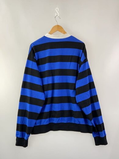 商品画像：L/S Polo Shirt/ロゴ刺繍ラガーシャツ/L/コットン/BLU/ボーダー/襟なし// 2