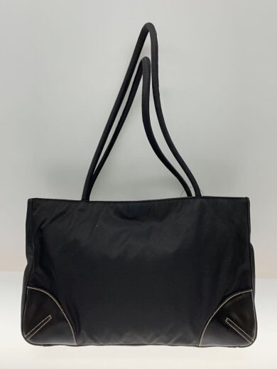 商品画像：三角ロゴ/レザー切り替え/ハンドバッグ/ナイロン/BLK// 2
