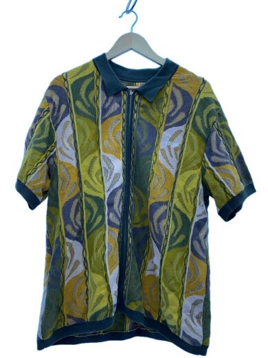 商品画像：Abstract Textured　Zip Up Polo/ニット・セーター(薄手)/L/コットン/マルチカラー 1