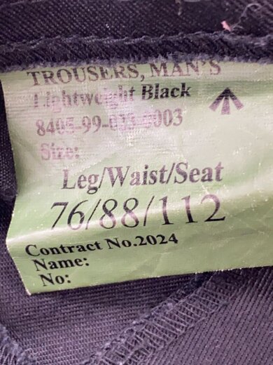 画像：WAIPERイギリス軍/ライトウェイトファティーグパンツ /ボトム/--/ポリエステル/BLK/WP1034//4