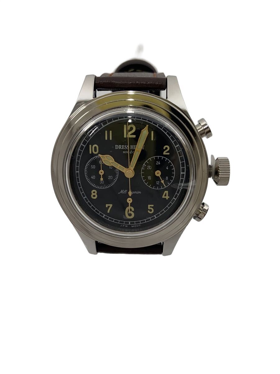 Dress hippy / クォーツ腕時計/アナログ/レザー/BLK/BRW/MILL SUPERIR WATCH