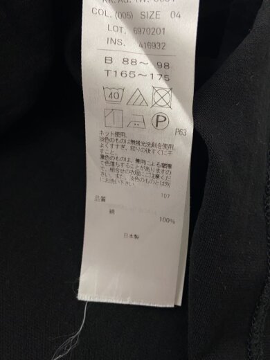 商品画像：カットソー/4/コットン/BLK/無地/6970201 5