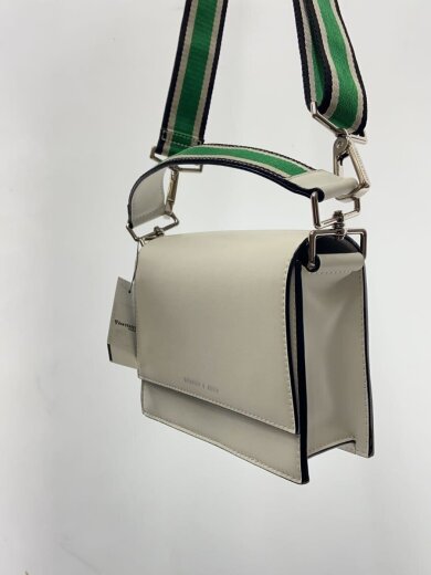 商品画像：ストライプトップハンドルクロスボディバッグ/ショルダーバッグ/レザー/WHT 2