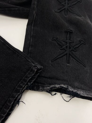 商品画像：ストレートパンツ/32/コットン/BLK/無地/Dagger Embroidery Baggy Denim 7
