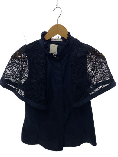 商品画像：レースケープブラウス/one/コットン/NVY/無地/SWFB242092/24SS/ 1