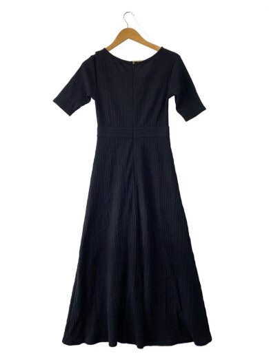 商品画像：半袖ワンピース/1/コットン/BLK/無地/12112-5422/リブサーキュラーワンピース// 2