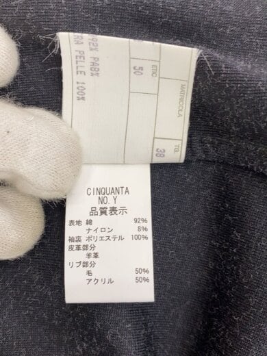商品画像：スウェットジャージー×袖レザースタジャン/--/コットン/GRY 7