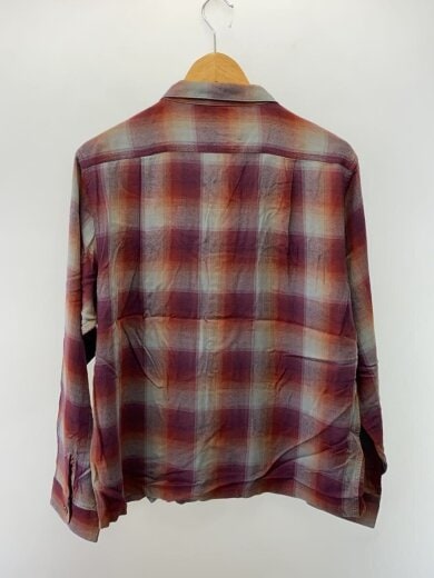 商品画像：長袖シャツ/40/レーヨン/RED/チェック/4092/レーヨンチェックオープンカラーシャツ 2