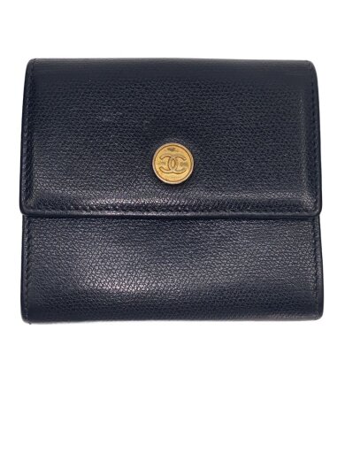 画像：CHANEL3つ折り財布/--/BLK/無地/レディース//1