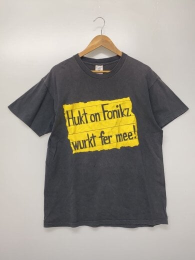 商品画像：Tシャツ/L/コットン/ブラック/プリント/USA製/Hukt on Fonikz wurkt fer mee!// 1