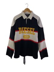 ラガーシャツ/長袖/ロゴ/ポロシャツ/M/コットン/ブラック