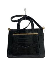 ショルダーバッグ/2WAY/クロコ型押し/ブラック