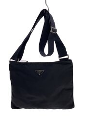 三角ロゴプレートロゴ/テスート/ショルダーバッグ/ナイロン/ブラック