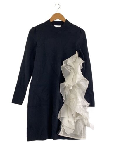 商品画像：ラッフルデザインドッキングニットワンピース/長袖ワンピース/36/ブラック/CWN0245056 1