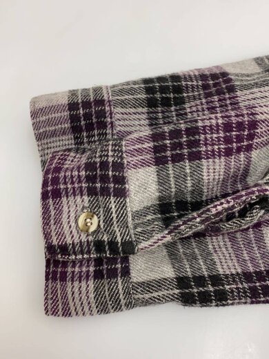商品画像：ネルシャツ/L/--/パープル/チェック/90s 4