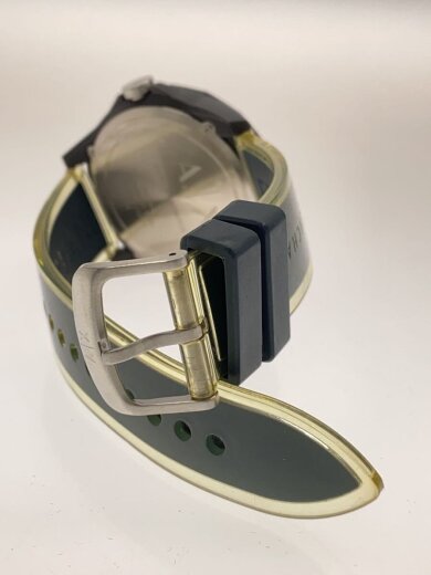 商品画像：クォーツ腕時計/アナログ/ラバー/BLK/GRN/ax2642 4