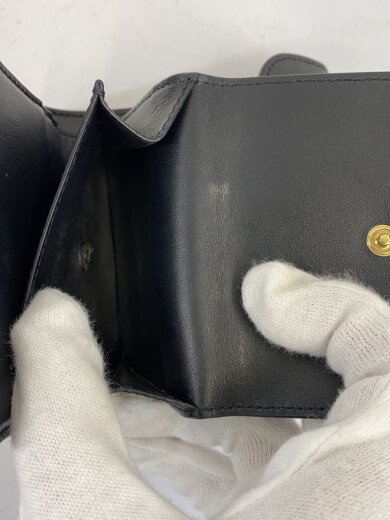 商品画像：3つ折り財布/レザー/BLK/無地/レディース 5