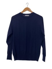 ハイゲージクルーネック/シルク混/ニット・セーター(薄手)/M/ウール/NVY/1113-106-4332