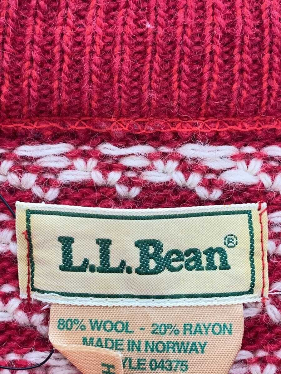 L.L.Bean / 80s/バーズアイ柄ニット/ニット・セーター(厚手)/S/ウール/RED/総柄/04375