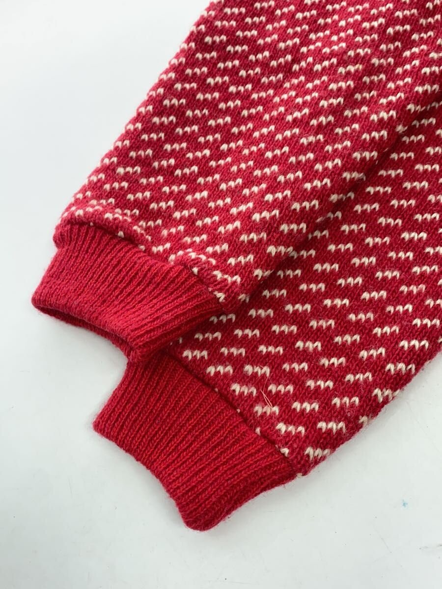 L.L.Bean / 80s/バーズアイ柄ニット/ニット・セーター(厚手)/S/ウール/RED/総柄/04375