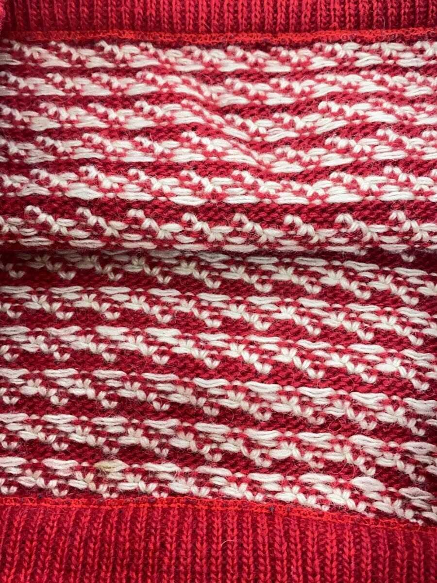 L.L.Bean / 80s/バーズアイ柄ニット/ニット・セーター(厚手)/S/ウール/RED/総柄/04375