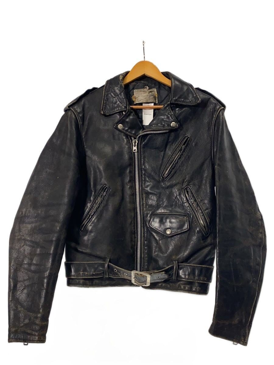 Schott / 70s/牛タグ/ダブルライダースジャケット/42/牛革/BLK