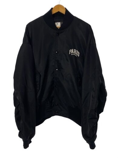商品画像：フロントスナップロゴカレッジジャケット/ボンバージャケット/S/ナイロン/BLK/768924// 1