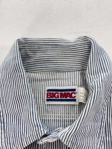 商品画像：80s/ヒッコリーストライプシャツ/長袖シャツ/L/コットン/BLU/ストライプ 9