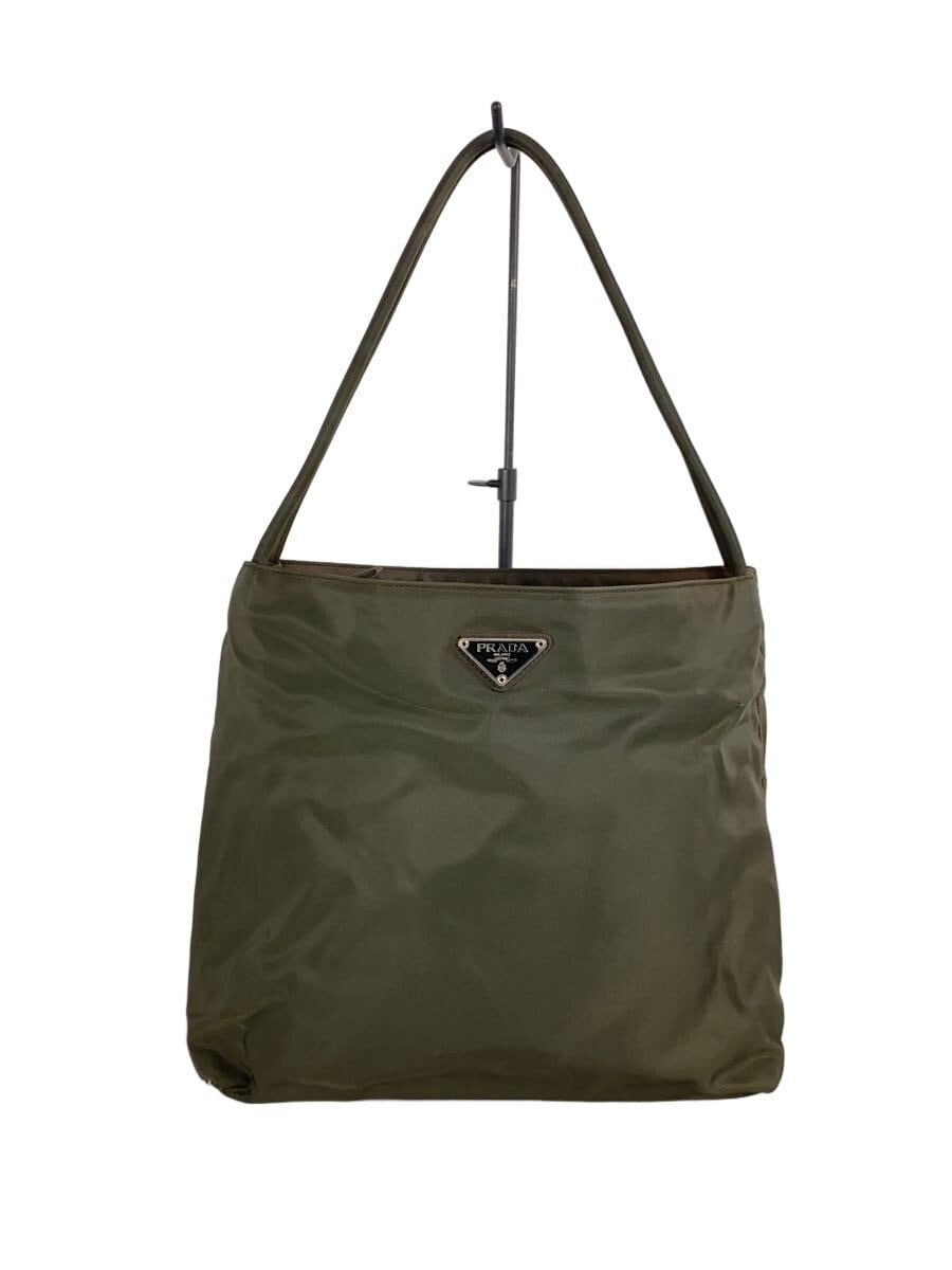 PRADA / ハンドバッグ/ナイロン/カーキ/無地