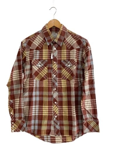 商品画像：長袖シャツ/2/リネン/BRW/チェック/0112105011022 1