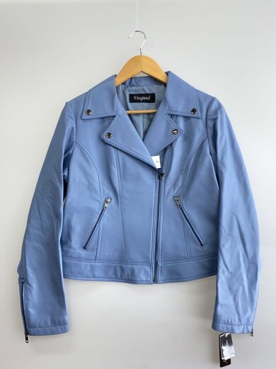 商品画像：シングルライダースジャケット/M/羊革/BLU/無地 1