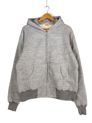 商品画像：ジップパーカー/L/コットン/グレー/ダブルフェイス/裏地ワッフル 1