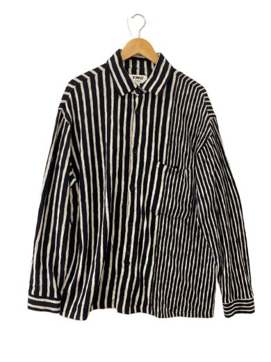 商品画像：長袖シャツ/M/コットン/BLK/ストライプ// 1