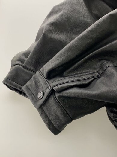 商品画像：レザージャケット・ブルゾン/M/フェイクレザー/BLK/無地/233-1574 5