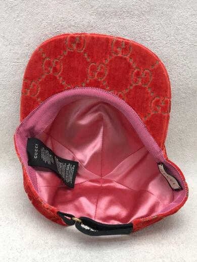 画像：GUCCIベースボールキャップ/GG柄/ベロア/S/RED/メンズ/527075 3HD87 64006