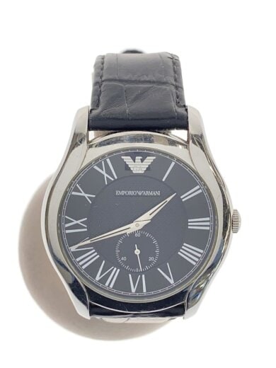 商品画像：クォーツ腕時計/アナログ/レザー/BLK/AR-1703 1